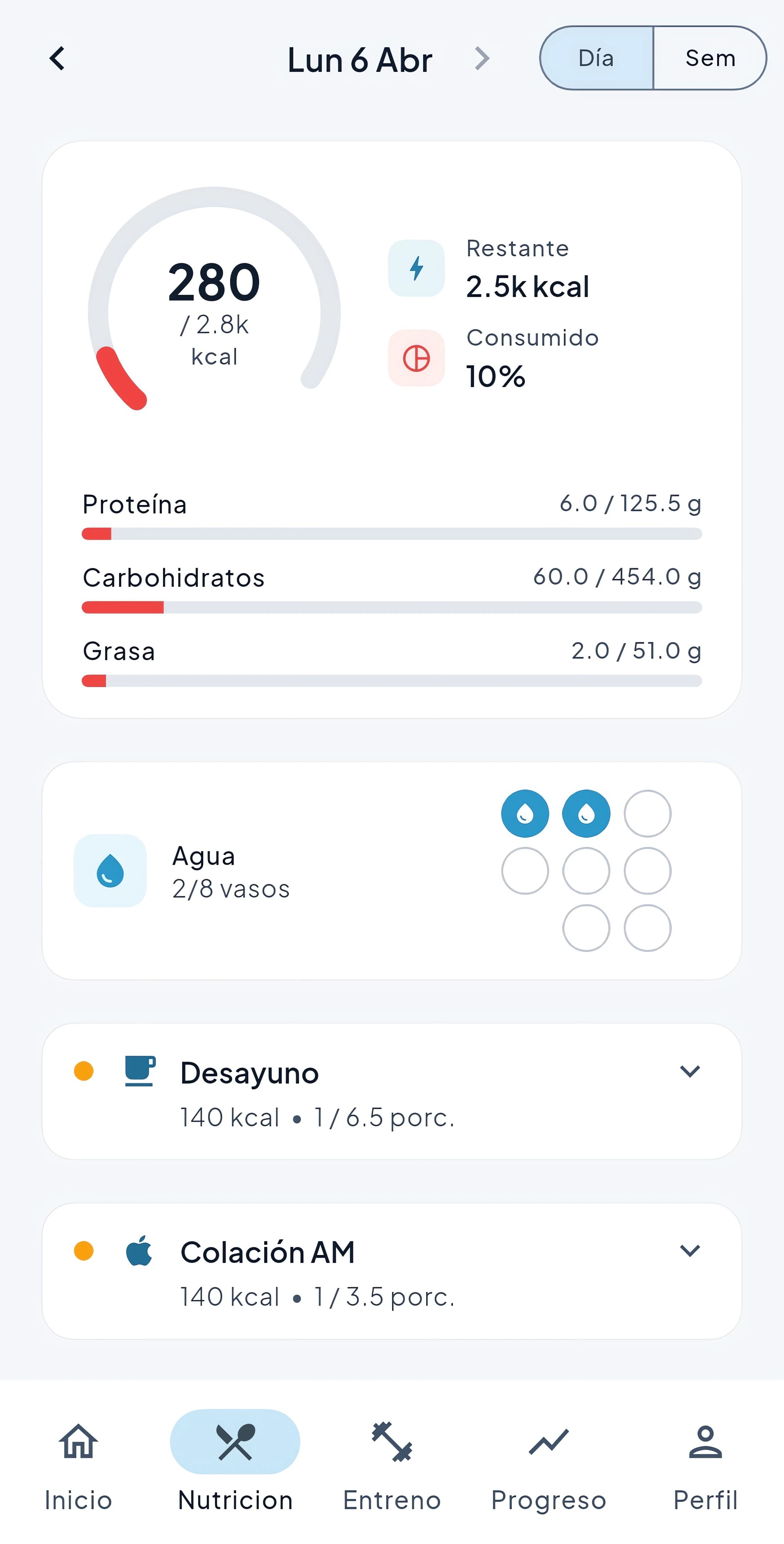 Tracker de nutrición